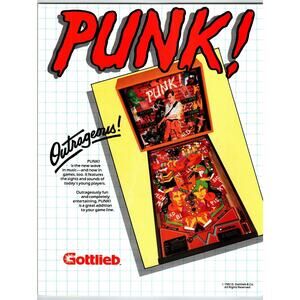 Punk Pinball FLYER Original Rock Music Theme Artwork Sheet New Wave Retro 1982